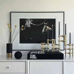 STOFF Nagel candle sticks 3-pack, brass Gold-coloured Hot