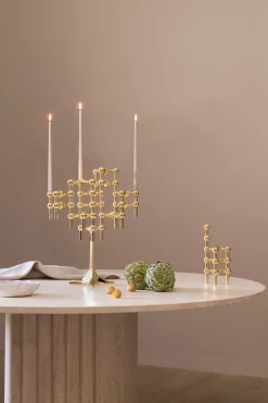 STOFF Nagel candle sticks 3-pack, brass Gold-coloured Hot