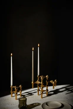 STOFF Nagel candle sticks 3-pack, brass Gold-coloured Hot