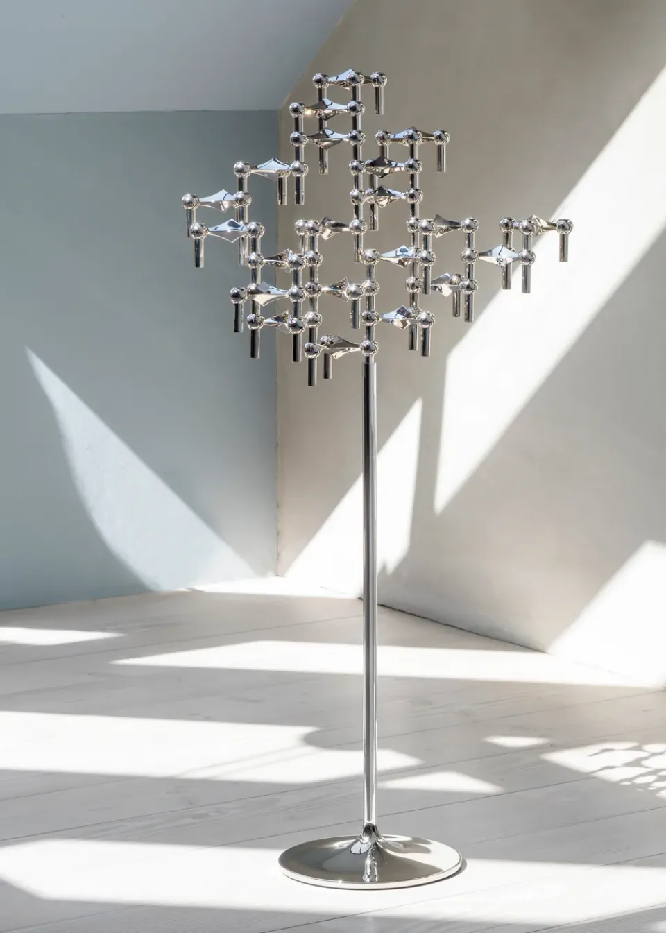 STOFF Nagel floor candle sticks 70 cm, Chrome Silver-coloured Best