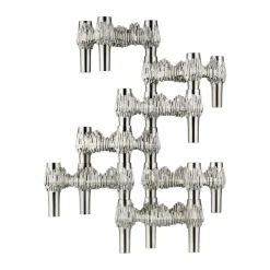 STOFF Quist candlestick 3-pack, Brushed chrome Silver-coloured Clearance