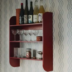 TÔNN furniture Strapats wall shelf 62x73,6 cm, Burgundy Red New