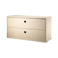 String cabinet with drawers, Ash veneer, 78x30 cm Beige Discount