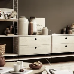 String cabinet with drawers, Ash veneer, 78x30 cm Beige Discount