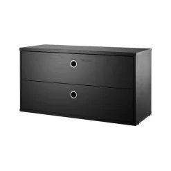 String cabinet with drawers, stained ash, 78x30 cm Black Clearance