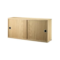 String cabinet with sliding door, Oak, 78x20 cm Beige Hot