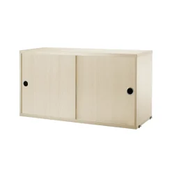 String cabinet with sliding door, Ash veneer, 78x30 cm Beige
