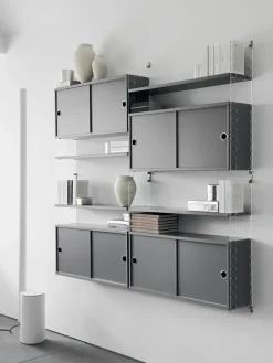 String cabinet with sliding door, , 78x20 cm White Outlet