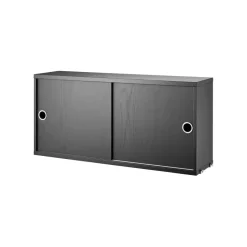String cabinet with sliding door, Ash stain, 78x20 cm Black Clearance