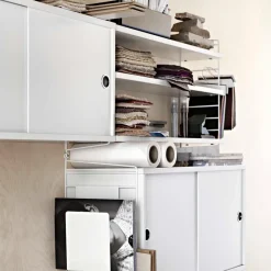 String cabinet with sliding door, Ash stain, 78x20 cm Black Clearance