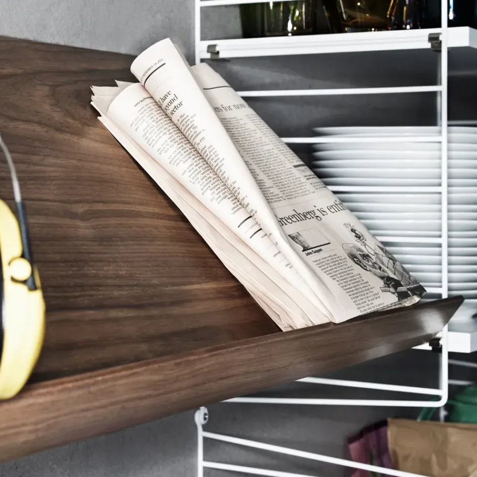 String magazine shelf wood, Walnut, 58x30 cm Brown Outlet