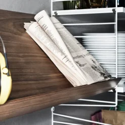 String magazine shelf wood, Ash veneer, 58x30 cm Beige Outlet