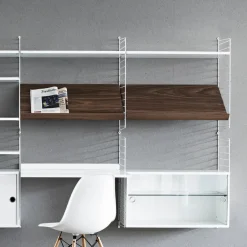 String magazine shelf wood, , 58x30 cm Beige New