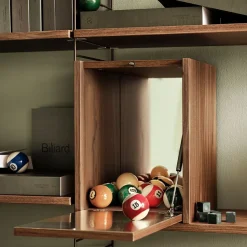 String schnapps cabinet, Walnut, inside of door stainless steel plate, mirrored glass back piece Brown Discount