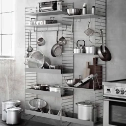 String shelf metal, , 58x30 cm, high edge Black Clearance