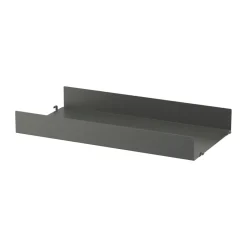 String shelf metal, Dark , 58x30 cm, high edge Grey New