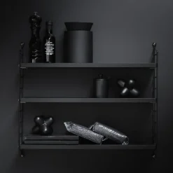 String shelf Pocket stained ash, stained ash Black Outlet