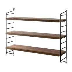 String Shelf Pocket walnut-black, walnut-black BrownBlack New