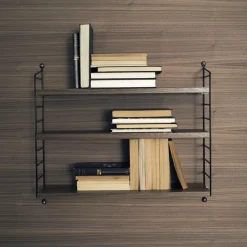 String Shelf Pocket walnut-black, walnut-black BrownBlack New