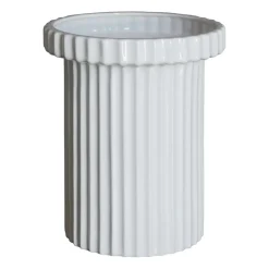 DBKD Stripe flower pot small h18 cm Ø12 cm, Shiny White Sale