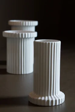 DBKD Stripe flower pot small h18 cm Ø12 cm, Shiny White Sale