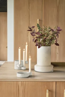 Villa Collection Styles candle holder 3.6x16 cm, Off aluminum White