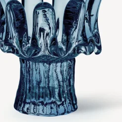Kosta Boda Sunflower candle holder circular glass 11.5 cm, Blue Clearance