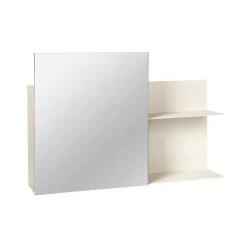 Broste Copenhagen Svante wall shelf with mirror, Iron rainy day Beige Discount