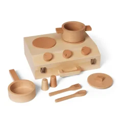 Ferm Living Toro Suitcase Kitchen cooking set for children, Natural Beige