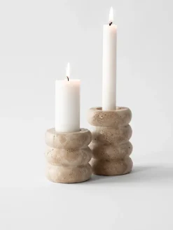 Tell Me More Travertine candle holder, Large 10.5 m Beige New