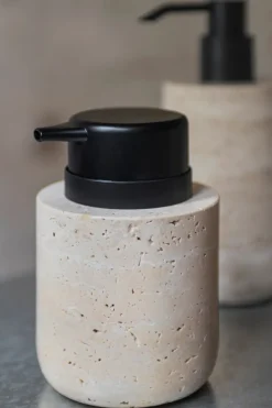 Mette Ditmer Travertine soap pump 12.5 cm, Linen Beige New