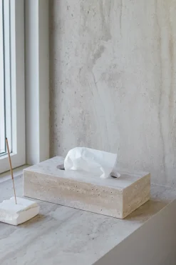 Mette Ditmer Travertine tissue box 14x25.5 cm, Linen Beige
