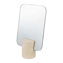Mette Ditmer Travertine vanity mirror, Linen Beige Hot