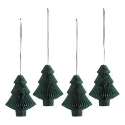 Scandi Living Tree baubles 4-pack, Forest Green Clearance