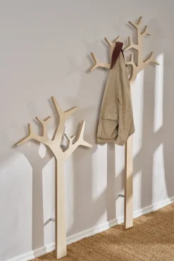 Swedese Tree wall wall-mounted coat rack Special Edition 194 cm, White pigmented pine Brown Hot