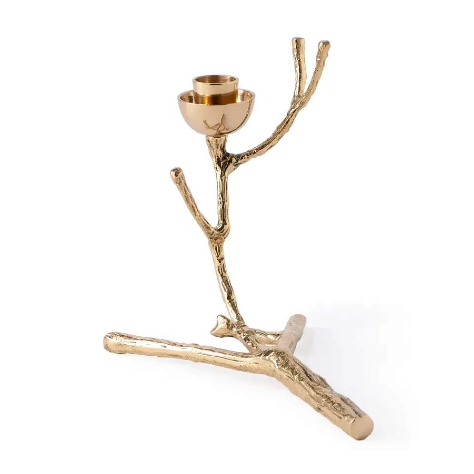 POLSPOTTEN Twiggy candlestick S 14 cm, Gold Gold-coloured Best