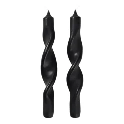 Broste Copenhagen Twist twisted candles twisted candle 23 cm 2-pack, Simply Black New