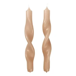 Broste Copenhagen Twist twisted candles twisted candle 23 cm 2-pack, Walnut Beige New