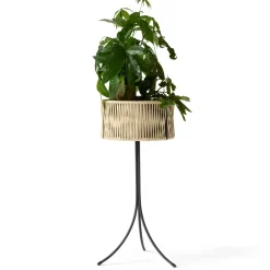 Audo Copenhagen Umanoff planter flower box rattan-steel, h69 cm Ø36,5 cm Beige