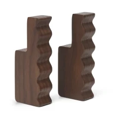 Ferm Living Unda hook 2-pack, Dark Brown