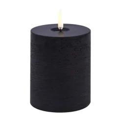 Uyuni Lighting Uyuni LED Block Candle melted, rustic, Ø7.8x10 cm Black Outlet