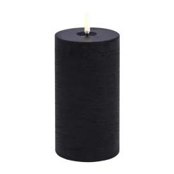 Uyuni Lighting Uyuni LED Block Candle melted, rustic, Ø7.8x15 cm Black