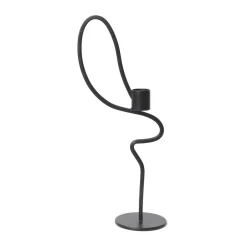 Ferm Living Valse candlestick high, Black New