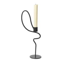 Ferm Living Valse candlestick high, Black New