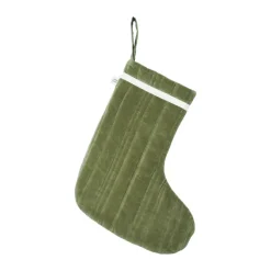 Ferm Living Vari quilted Christmas stocking, Velvet-khaki Green