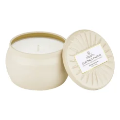 Voluspa Vermeil Mini Tin scented 25 hours, Coconut Papaya Beige New