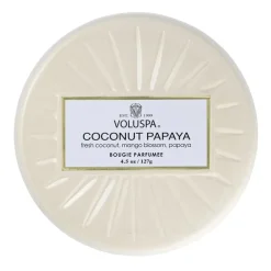 Voluspa Vermeil Mini Tin scented 25 hours, Coconut Papaya Beige New