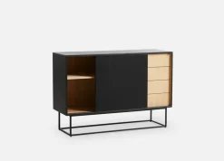 Woud Virka side table, high 120 cm, Black oak BlackBeige Clearance
