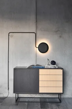 Woud Virka side table, high 120 cm, Black oak BlackBeige Clearance