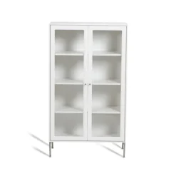 Mavis Volt display cabinet 130 cm lacquer, Details in stainless steel White New